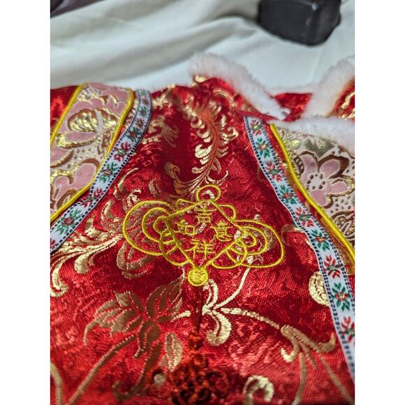 Traditional Chinese Toddler Two Piece Set Hanfu Faux fur trim tassel 3-4yrs - Picture 7 of 10